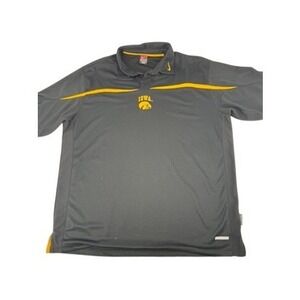 Nike Iowa Hawkeyes Polo Mens XL Grey Gold Embroidered NCAA Team Apparel Shirt
